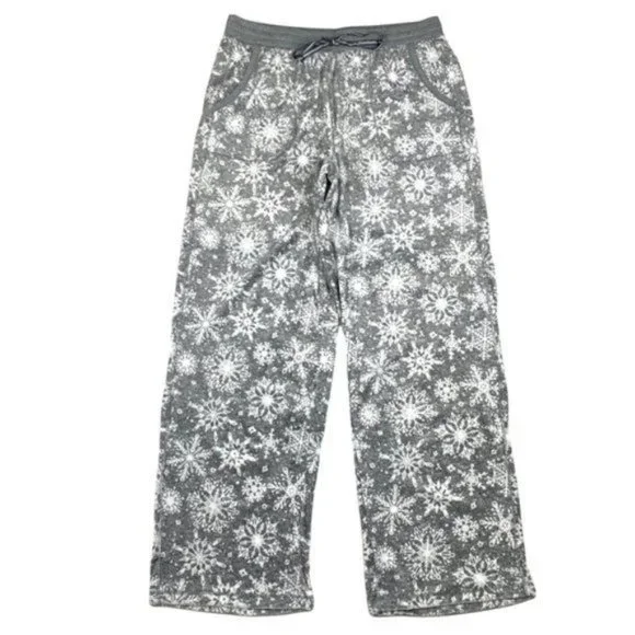 25. NWT Nautica 2-Piece Gray Snowflake Long Sleeve Fleece Pajama Set Small - Picture 3 of 7